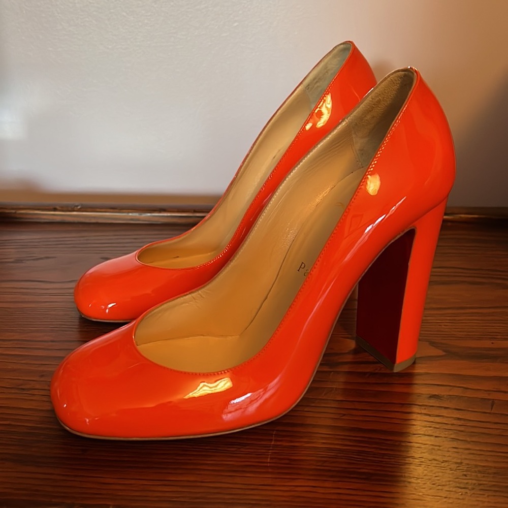 Christian Louboutin Cadrilla 100 Patent Leather Magma Heel NIB
